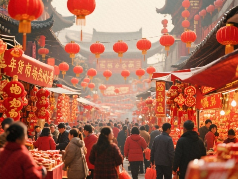 年货市场热闹场景